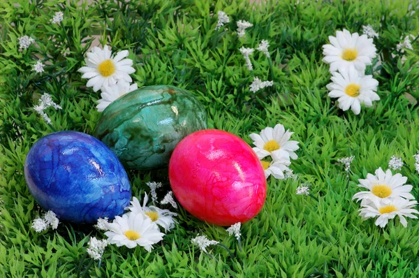 Easter Eggs on Grass — Stock Photo, Image