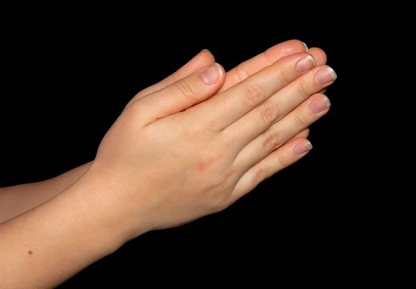 Pray Hands isolated on black — Stok fotoğraf