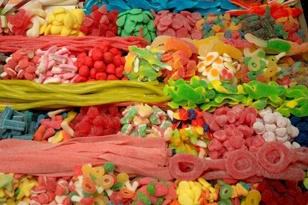 Sweets at La Boqueria market in Barcelona, Spain — Stock Photo, Image