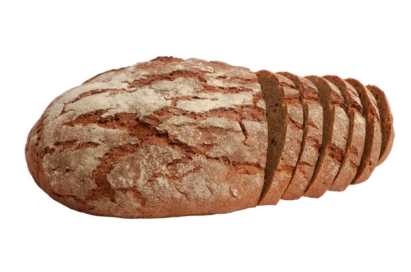 Beyaz arkaplanda izole edilmiş bir somun ekmek — Stok fotoğraf