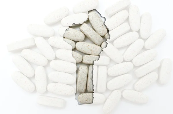 Περίγραμμα της Μπενίν με χάπια στο παρασκήνιο για την υγεία και — Φωτογραφία Αρχείου