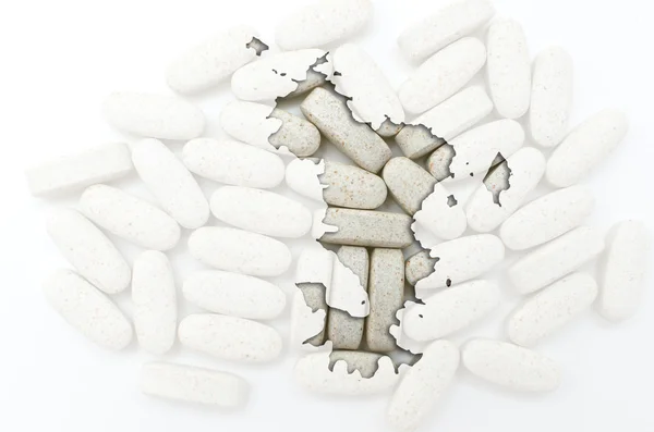 Tablettákat, a háttérben a egészségügyi szerkezeti mayotte Térkép egy — Stock Fotó
