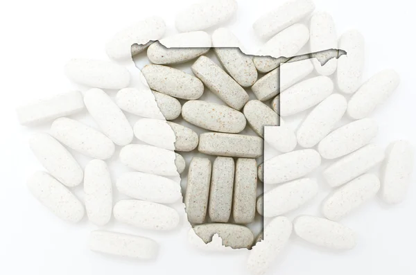 Карта Намібії з таблетками на задньому плані для здоров'я — стокове фото