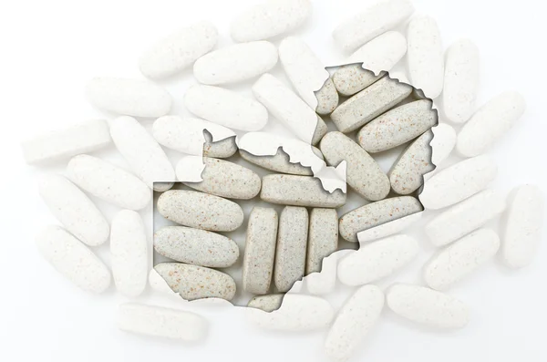 Карта Замбии с таблетками на заднем плане для здоровья и — стоковое фото
