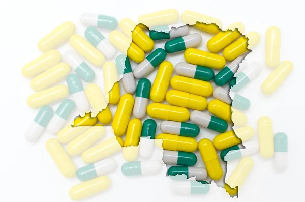Schéma carte de congo avec des pilules en arrière-plan pour la santé et — Photo