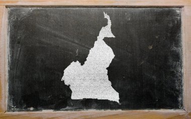 Outline map of cameroon on blackboard clipart