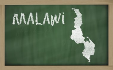 Outline map of malawi on blackboard clipart