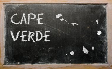 Outline map of cape verde on blackboard clipart