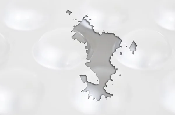 Outline map of mayotte with pills in the background for health a — Stock Photo, Image