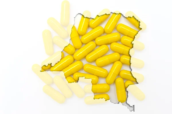 Schema mappa del congo con pillole sullo sfondo per la salute e — Foto Stock