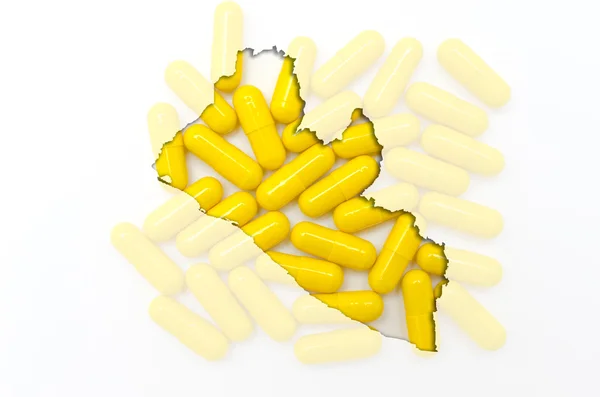 Konturkarta över liberia med piller i bakgrunden för hälsa en — Stockfoto