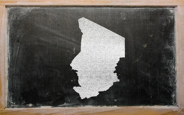 Mapa do esboço de chad no quadro negro — Fotografia de Stock