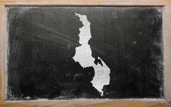 Overzicht-kaart van malawi op blackboard — Stockfoto