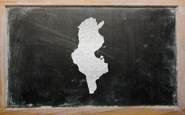 Outline map of tunisia on blackboard — Stock Photo, Image