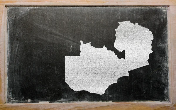 黑板上的赞比亚大纲地图 — 图库照片