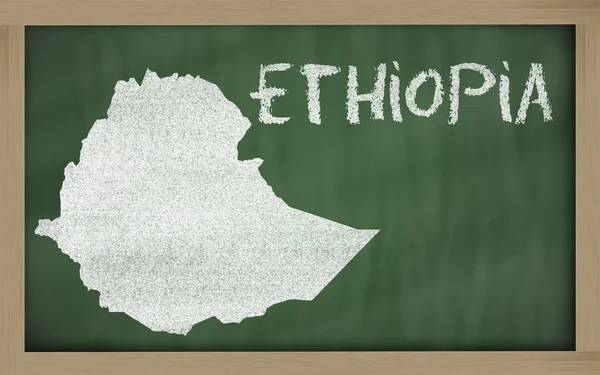 Mapa do contorno da Etiópia no quadro negro — Fotografia de Stock