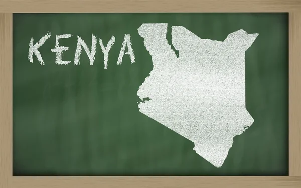 黑板上的肯尼亚大纲地图 — 图库照片