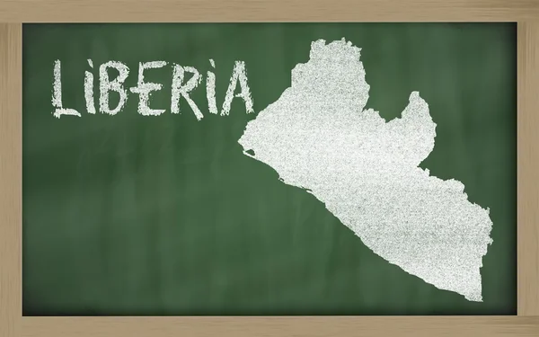 Mapa do esboço da Libéria no quadro negro — Fotografia de Stock