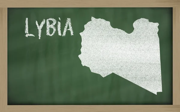 Umrisskarte von Lybien auf Tafel — Stockfoto