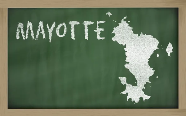 Outline map of mayotte on blackboard — Stock Photo, Image