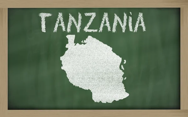 Mapa do esboço de tanzania no quadro negro — Fotografia de Stock