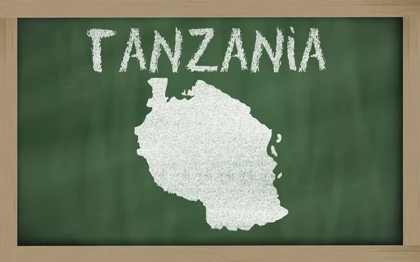 Outline map of tanzania on blackboard — Stock Photo, Image