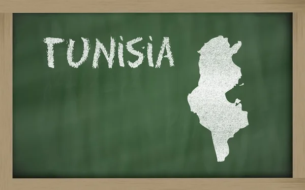 Mapa do esboço de tunisia no quadro negro — Fotografia de Stock