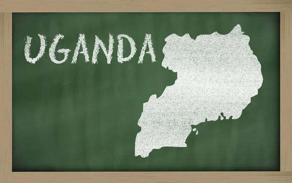 黑板上的乌干达大纲地图 — 图库照片
