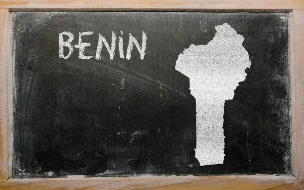 Carte schématique du Bénin sur tableau noir — Photo