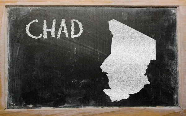 Outline map of chad on blackboard — Stock Photo, Image