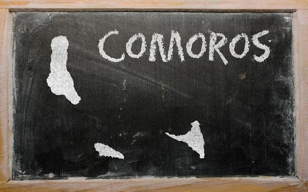 Outline map of comoros on blackboard — Stock Photo, Image