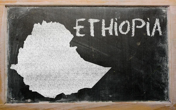黑板上的埃塞俄比亚大纲地图 — 图库照片