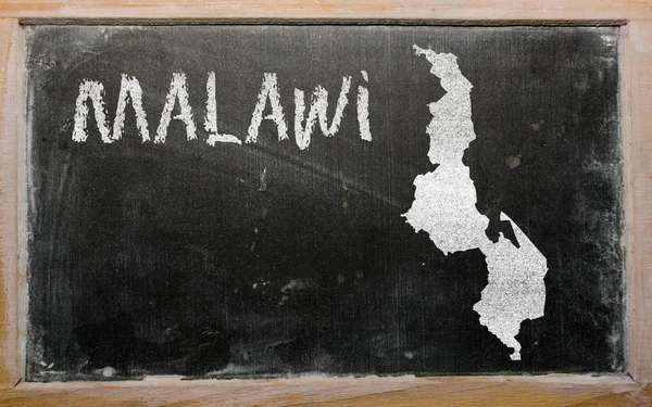 Mapa do esboço do malawi em quadro-negro — Fotografia de Stock