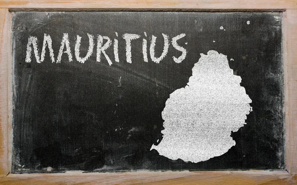 Mapa do contorno de mauritius no quadro negro — Fotografia de Stock