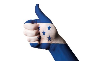 Honduras national flag thumb up gesture for excellence and achie clipart