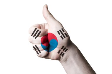 Kore Cumhuriyeti ulusal bayrak başparmak yukarı hareketi için mükemmellik ve ac