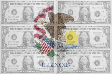 Bizi b saydam dolarlık banknotlar ile Illinois Eyaleti'nde bayrak