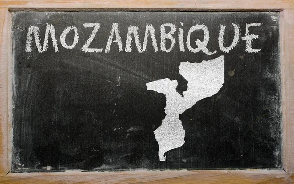 Outline map of mozambique on blackboard — Stock Photo, Image