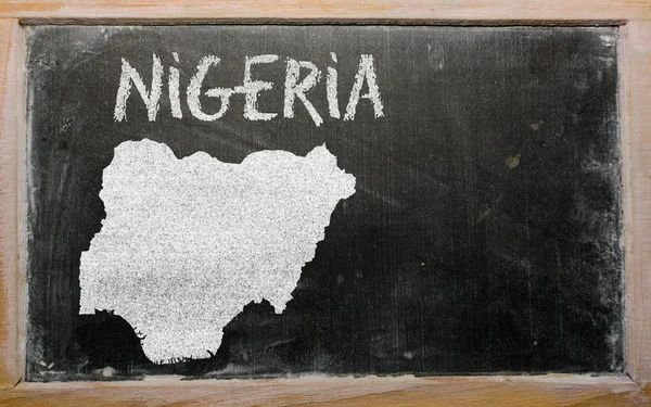 黑板上的尼日利亚大纲地图 — 图库照片