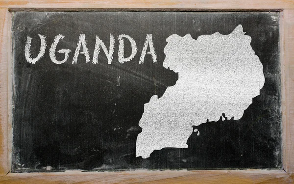 Umrisskarte von Uganda auf Tafel — Stockfoto