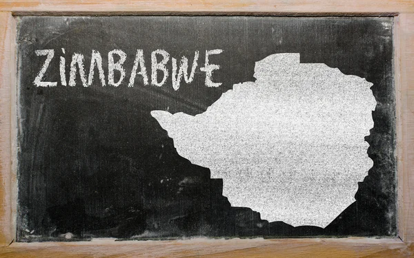 Carte sommaire de zimbabwe sur le tableau noir — Photo
