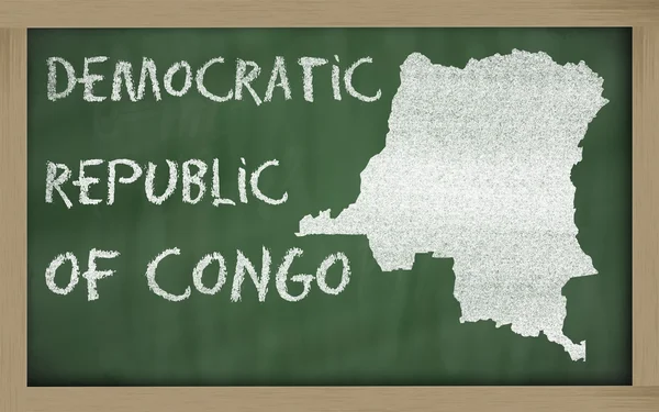 stock image Outline map of congo on blackboard