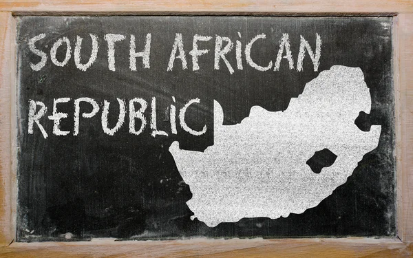 Konturkarta över Sydafrika på blackboard — Stockfoto