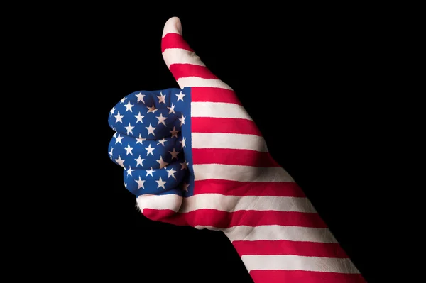 Amerika ulusal bayrak başparmak yukarı hareketi mükemmellik ve achiev için — Stok fotoğraf