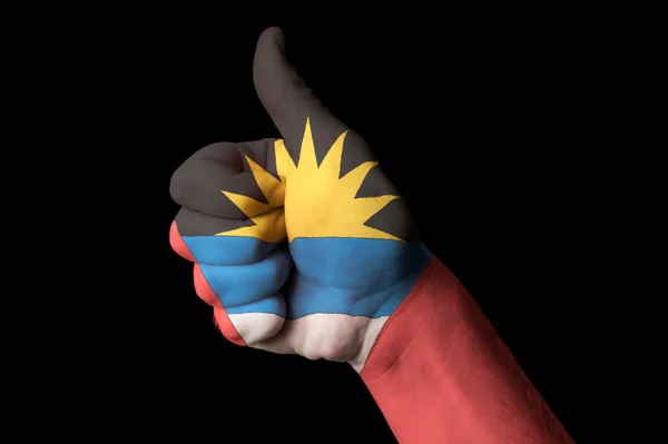 Antigua barbuda flagga tummen upp gest för excellence en — Stockfoto
