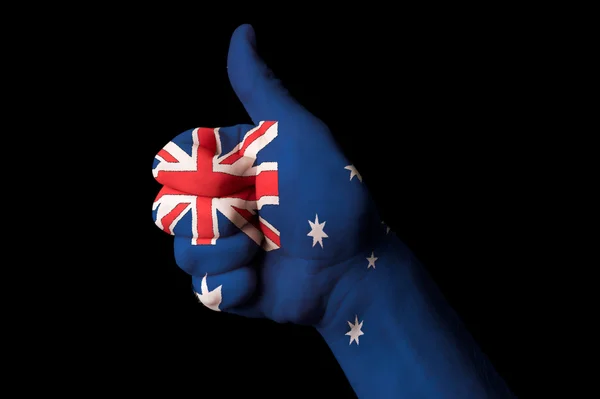 Australia bandiera nazionale pollice in su gesto per l'eccellenza e achi — Foto Stock