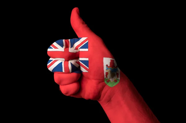 Bermuda national flag thumb up gesture for excellence and achiev — Stock Photo, Image