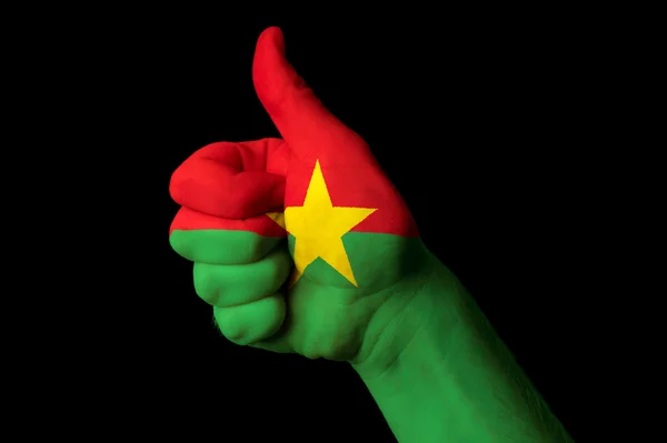 Burkina faso bandeira nacional polegar para cima gesto de excelência e um — Fotografia de Stock