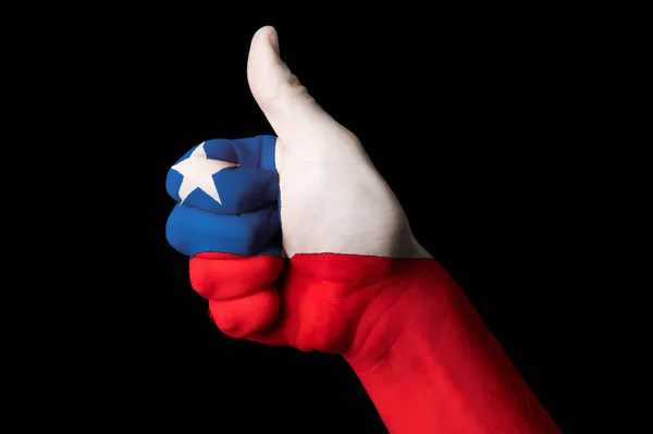 Chilenische Nationalflagge Daumen hoch Geste für Exzellenz und Leistungen — Stockfoto