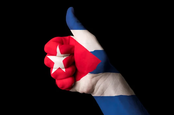 優秀さと achieveme ジェスチャー親指キューバ国旗 — ストック写真